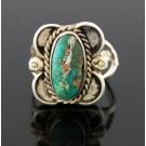 Old Pawn Navajo Native American 925 Sterling Silver Turquoise Ring Size 5.25 5g 