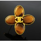 Vintage 1995 CHANEL Fall Collection Gold Tone Tiger Eye Brooch Pin