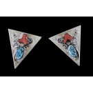 Vintage Navajo Native American 925 Sterling Silver Coral Turquoise Shirt Collar Tips