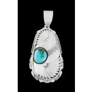 Vintage Bennie Ration Navajo Native American Sterling Silver Turquoise Pendant