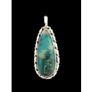 Tom Morgan Navajo Native American 925 Sterling Silver Silica Chrysocolla Pendant