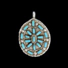 Old Pawn ES Zuni Native American Sterling Silver Turquoise Pendant 8g