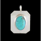 Old Pawn CT Navajo Native American 925 Sterling Silver Turquoise Pendant 6.1g