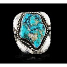 Old Pawn Navajo Native American 925 Sterling Silver Turquoise Brooch Pin 38.5g