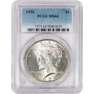 1934 $1 Silver Peace Dollar PCGS MS64 Uncirculated Key Date Coin