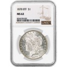 1878 8TF 8 Tailfeather $1 Morgan Silver Dollar NGC MS62 Uncirculated Coin