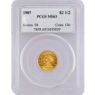 1907 $2.50 Liberty Head Quarter Eagle Gold PCGS MS63 Uncirculated Coin