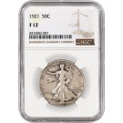 1921 50C Walking Liberty Silver Half Dollar NGC F12 Circulated Key Date Coin