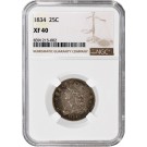 1834 25C Capped Bust Quarter Silver NGC XF40 Struck Thru Obverse Rotated Die