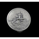 Antique Hanau Germany Niello Sterling Silver Repousse Windmill Snuff Box