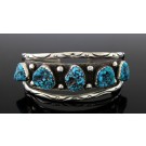 Old Pawn Navajo Native American Sterling Silver Turquoise Cuff Bracelet Sz 7.25"