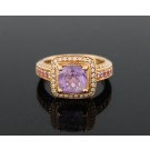 LEVIAN 14k Rose Gold Cotton Candy Amethyst Pink Sapphire Diamond Ring Size 7.25