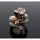 Barbara Bixby 18k Gold 925 Sterling Silver Pink Garnet Cobra Snake Ring Size 6