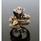 Barbara Bixby 18k Gold 925 Sterling Silver Pink Garnet Cobra Snake Ring Size 7