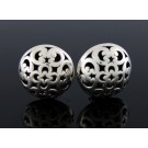 Vintage Signed John Hardy 925 Sterling Silver Moon & Stars Dome Clip On Earrings