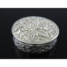 Antique Black Starr & Frost #5 Sterling Silver Floral Repousse Round Trinket Box