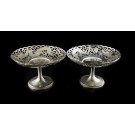 Pair Antique Wang Hing Chinese Export 900 Coin Silver Dragon Miniature Tazzas 