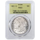 1921 S $1 Morgan Silver Dollar PCGS MS63 Generation 3.0 OGH Key Date Coin