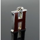 Vintage 1973 EJ Ltd London Gucci Sterling Silver Enamel Letter H Initial Pendant