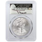 2011 W $1 Burnished Silver American Eagle PCGS MS70 John Mercanti Signed Label 