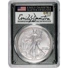 2021 W $1 1 oz Burnished Silver American Eagle T-2 PCGS SP70 Emily Damstra Signed Label