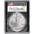 2021 $1 1 oz Silver American Eagle Type 2 PCGS MS70 FDOI Emily Damstra Signed Label