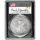 2022 W $1 1 oz Burnished Silver American Eagle PCGS SP70 Emily Damstra Signed Label
