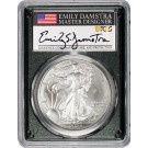 2023 $1 1 oz Silver American Eagle PCGS MS70 FDOI Emily Damstra Signed Black Core