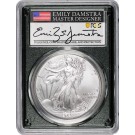 2024 $1 1 oz Silver American Eagle PCGS MS70 FDOI Emily Damstra Signed Black Core
