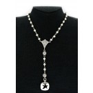 Versani 925 Sterling Silver Cut Out Stencil Star Pendant Rosary Bead Necklace