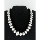 LH Navajo Native American Sterling Silver Graduated Bench Saucer Bead Necklace