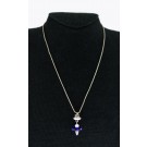 Lisa Jenks Sterling Silver Blue Glass Pearl Ice Cream Cone Pendant Necklace 18"