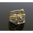 LEVIAN 14k Yellow Gold Chocolate & Vanilla Diamond Multi Row Ring Size 8.75