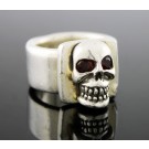 Vintage Versani 925 Sterling Silver Garnet Eye Skull Biker Ring Size 12