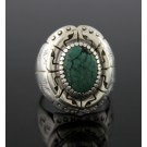 Old Pawn FB Navajo Native American 925 Sterling Silver Turquoise Ring Size 9