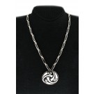 Margot De Taxco Mexico 925 Sterling Silver Black Enamel Brooch Pendant Necklace