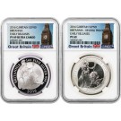 2016 £2 2 Coin Set Proof Great Britain 1oz Silver Britannia NGC PF69 UC ER