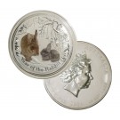 2011 P $30 Australia Lunar Year Of The Rabbit Colorized 1 Kilo Silver In Caps