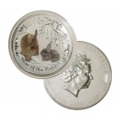 2011 P $30 Australia Lunar Year Of The Rabbit Colorized 1 Kilo Silver In Caps