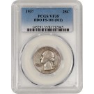 1937 25C Washington Quarter Silver Doubled Die Obverse DDO FS-101 PCGS VF35 Coin