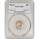 1921 D 10C Mercury Dime Silver PCGS XF40 Extremely Fine Key Date Coin
