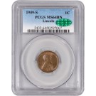 1909 S 1C Lincoln Wheat Cent PCGS MS64 BN CAC Brown Key Date Coin