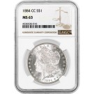 1884 CC Carson City $1 Morgan Silver Dollar NGC MS63 Brilliant Uncirculated Coin