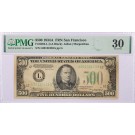 Series Of 1934 A $500 Note FRN San Francisco Fr#2202-L LA Block PMG VF30 Toning