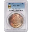 1881 CC Carson City $1 Morgan Silver Dollar PCGS Secure Gold Shield MS67 Toned