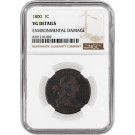 1800 1C Draped Bust Large Cent NGC VG Details Environmental Damage Coin
