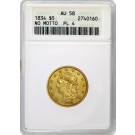 1834 Plain 4 $5 Classic Head Half Eagle Gold ANACS AU58 Old Soapbox Holder