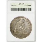 1846 $1 Seated Liberty Silver Dollar ANACS EF40 Extremely Fine Coin Old Soapbox 