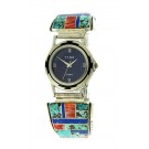 Philbert Begay Navajo Native American Sterling Silver Multi Stone Quartz Watch