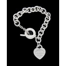 Return To Tiffany & Co 925 Sterling Silver Heart Tag Charm Toggle Bracelet 6.25"